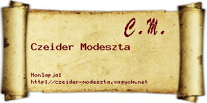 Czeider Modeszta névjegykártya
